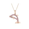 14k Rose Gold Dolphin Pendant with Diamond and Pastel Pink Sapphires