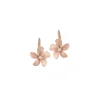 14k Rose Gold 11mm Plumeria Earrings with 2 diamonds