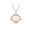 14k Rose Gold Shell Pendant with 21 Pastel Pink Sapphires