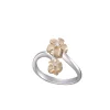 14k 2/tone 6 & 8mm "HANG 5" Plumeria Ring with 2 diamonds