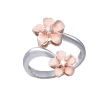 14k 2/tone 8 & 11mm "Hang 5" Plumeria Ring with 2 diamonds