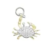 14k 2/tone Crab Charm with 26 Diamonds