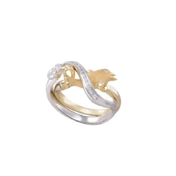14k 2/tone Dolphin Ring "Surfing Single" with Channel Set Band