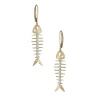 14k 2/tone Fish Bone Earrings with 16 Diamonds