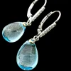 14k 2/Tone Leverback Earring with 12 Diamonds .06ct, 2 Blue Topaz 7.00-9.00ct