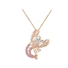 14k 2/tone Lobster Pendant with 2 Diamonds and 16 Pastel Pink Sapphires