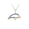 14k 2/tone Manatee Pendant with Diamond and 23 Blue Sapphires