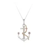 14k 2/tone 20mm "ANCHOR" Pendant With 2 Tanzanite and 8 Diamonds