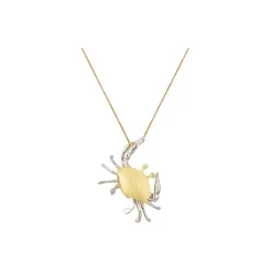 14k 2/tone 18mm Crab Pendant with 2 Diamonds