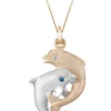 14k 2/tone 15mm "Dancing Couple" Dolphin Pendant with blue and white diamonds