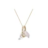14k 2/tone 15mm "Jumping Loop" Dolphin Pendant with 4 diamonds