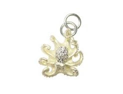14k 2/tone 16mm Octopus Charm with 19 Diamonds
