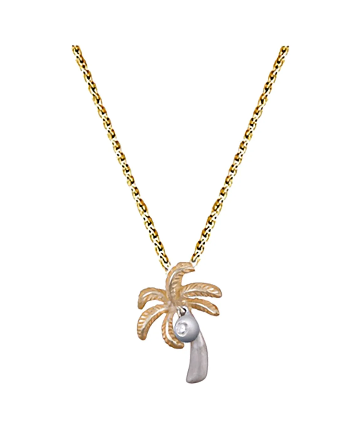 14k 2/tone 15mm Palm Tree Pendant with Diamond