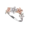 14k 2/tone 8mm Plumeria Ring with 4 Diamonds