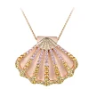 14k 2/tone 30mm Shell Pendant with 78 Colored Sapphires