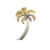 14k 2/tone 30mm Single Palm Tree Pendant with 3 Diamonds