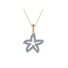 14k 2/tone 15mm Starfish Pendant with 39 Pastel Blue Sapphires