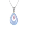18k 2/Tone Pendant with 4 Diamonds .02ct, Pink Sapphire .11ct, Blue Topaz 3.15ct