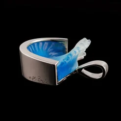 14k White Gold Medium Curl Wave Pendant