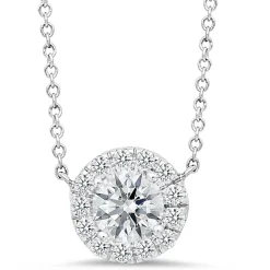 18K white gold pendant with 0.15ct diamonds and .45ct diamond center