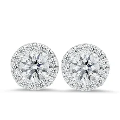 18K white gold stud earrings with 0.42 CT diamonds and 1.50 CT diamonds