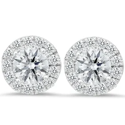 18K white gold stud earrings with 0.42 CT and 3.00 CT diamonds