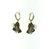 18K Yellow Gold Diamond Amethsyt Earrings