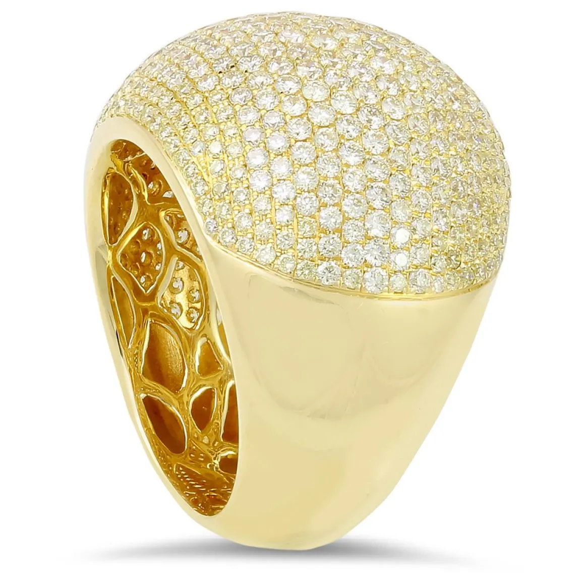 18K yellow gold ring with 3.16 CT diamonds and 0.74 CT yellow diamonds