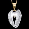 14K Yellow Gold Spirit Wings Pendant with Diamond