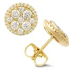 18K yellow gold stud earrings with 72 pcs 1.08ct diamonds