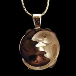 14K Yellow Gold Two Fish Pendant