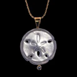 14K Yellow Gold with Diamond Sand Dollar Pendant