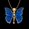 14K Yellow Gold with Diamond Butterfly Pendant