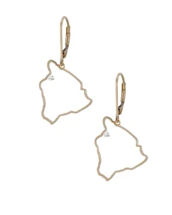 14ky "Big Islandi" Earrings with Dangle Leverbacks, w/2 diamonds (At Waikoloai)
