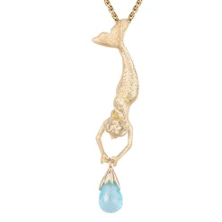 14ky "Diving" Mermaid Pendant with Apatite