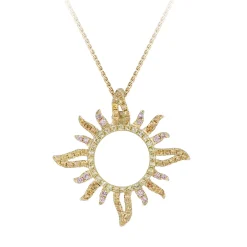 14ky "Sunburst" Pendant with 92 Colored Sapphires