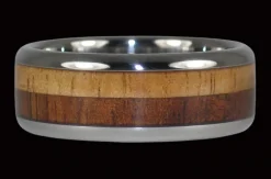 Light and Dark Koa Wood Titanium Ring