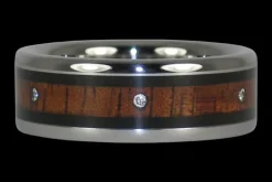Mens Diamond Wood Titanium Ring