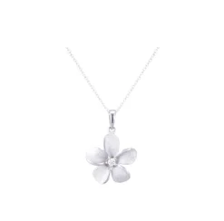 13mm 14k Plumeria Pendant with 0.03 carat diamond