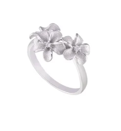 8mm 14k Plumeria Ring with 3 diamonds