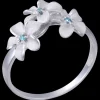 8mm 14k Plumeria Ring with 3 blue diamonds