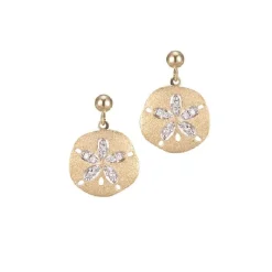 12mm 14k Sand Dollar Earring with 20 diamonds