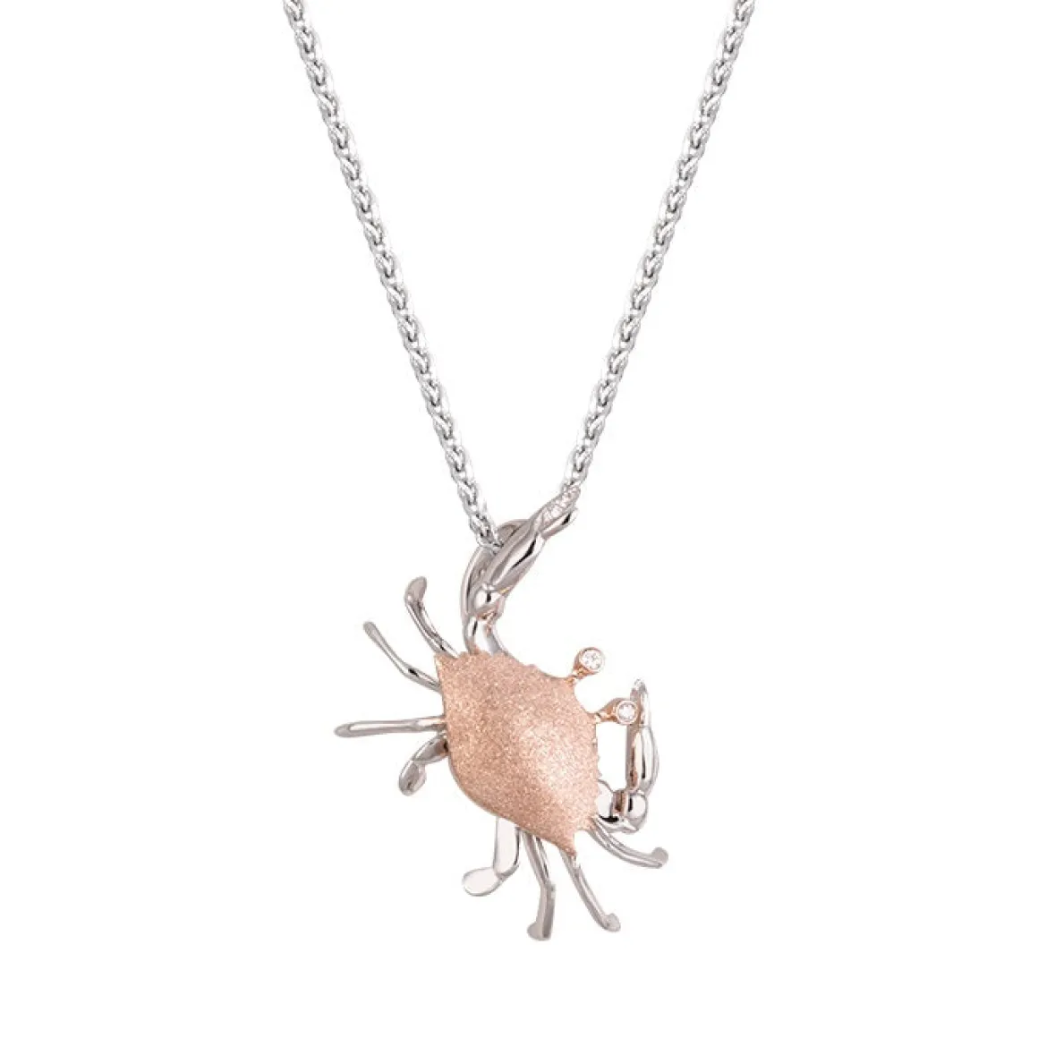 25mm 14k 2/tone Crab Pendant with 2 Diamonds