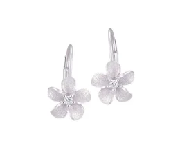 8mm 14kw Plumeria Earrings with 2 diamonds