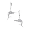 Precious Silver (Precious Silver in Black Rhodium) 18mm Blue Marlin Earring w/4 Diamonds .01ct, with Dangle Leverback