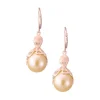 Rose Gold Octopus Earrings With Peach Fresh Water Pearls & Diamonds