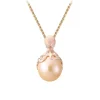Rose Gold Octopus Pendant With 12mm Peach Fresh Water Pearl & Diamonds