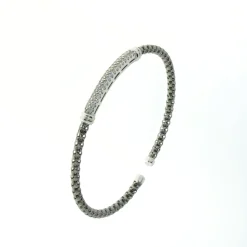 Sterling Silver CZ Flexible Bangle