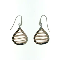 Sterling Silver Pear-Shaped Rose-Colored Spiral Glitter Wire Dangle Earrings