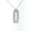 Sterling Silver Sparkle Glitter Rose-Toned Rectangular Pendant Necklace
